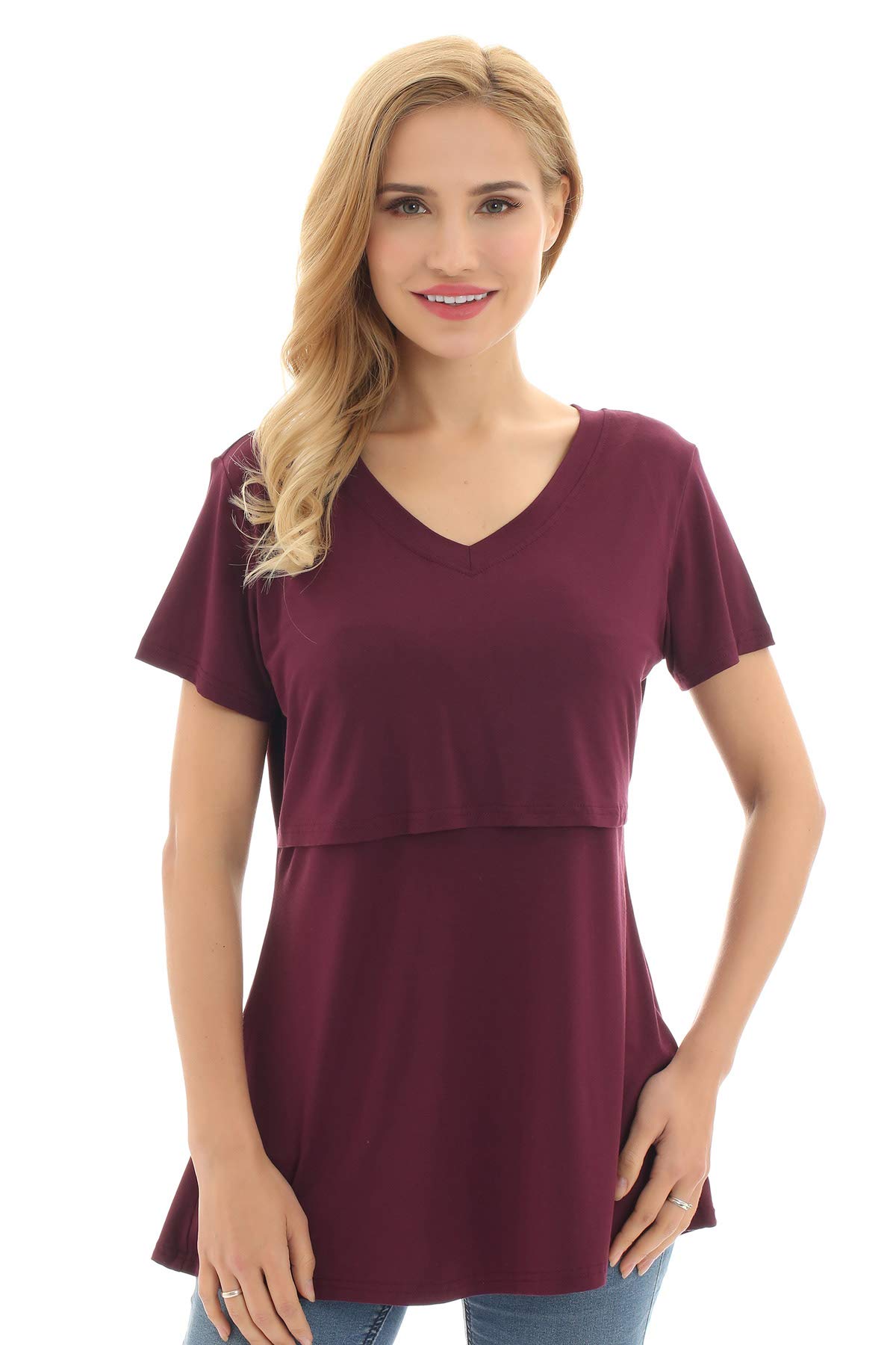 Confezione da 3 magliette da donna con scollo a V per allattamento al seno