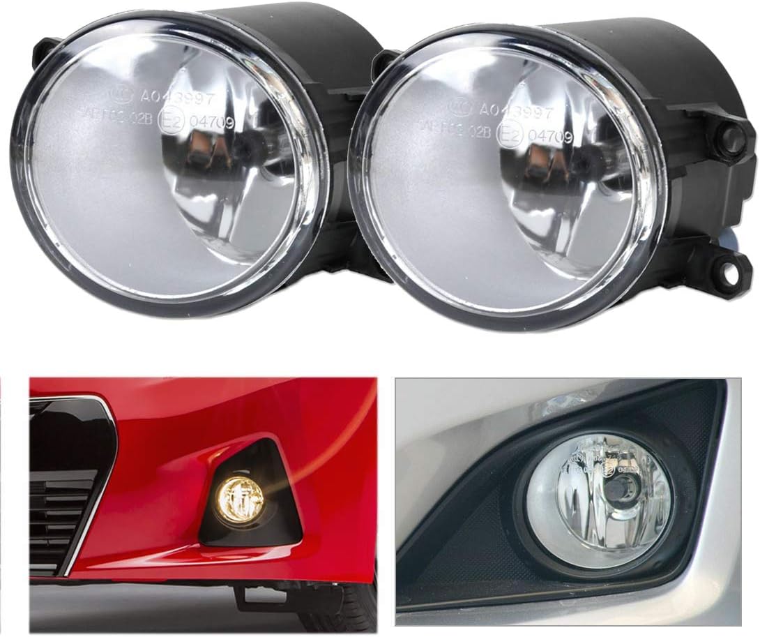 GSRECY Pair Set Fog Light Lamps Assembly with H11 55W Halogen Bulbs Compatible with Toyota Venza Avalon Camry Corolla Highlander Matrix Prius RAV4 Solara Yaris, Lexus GS350 HS250h LX570 RX350 RX450h