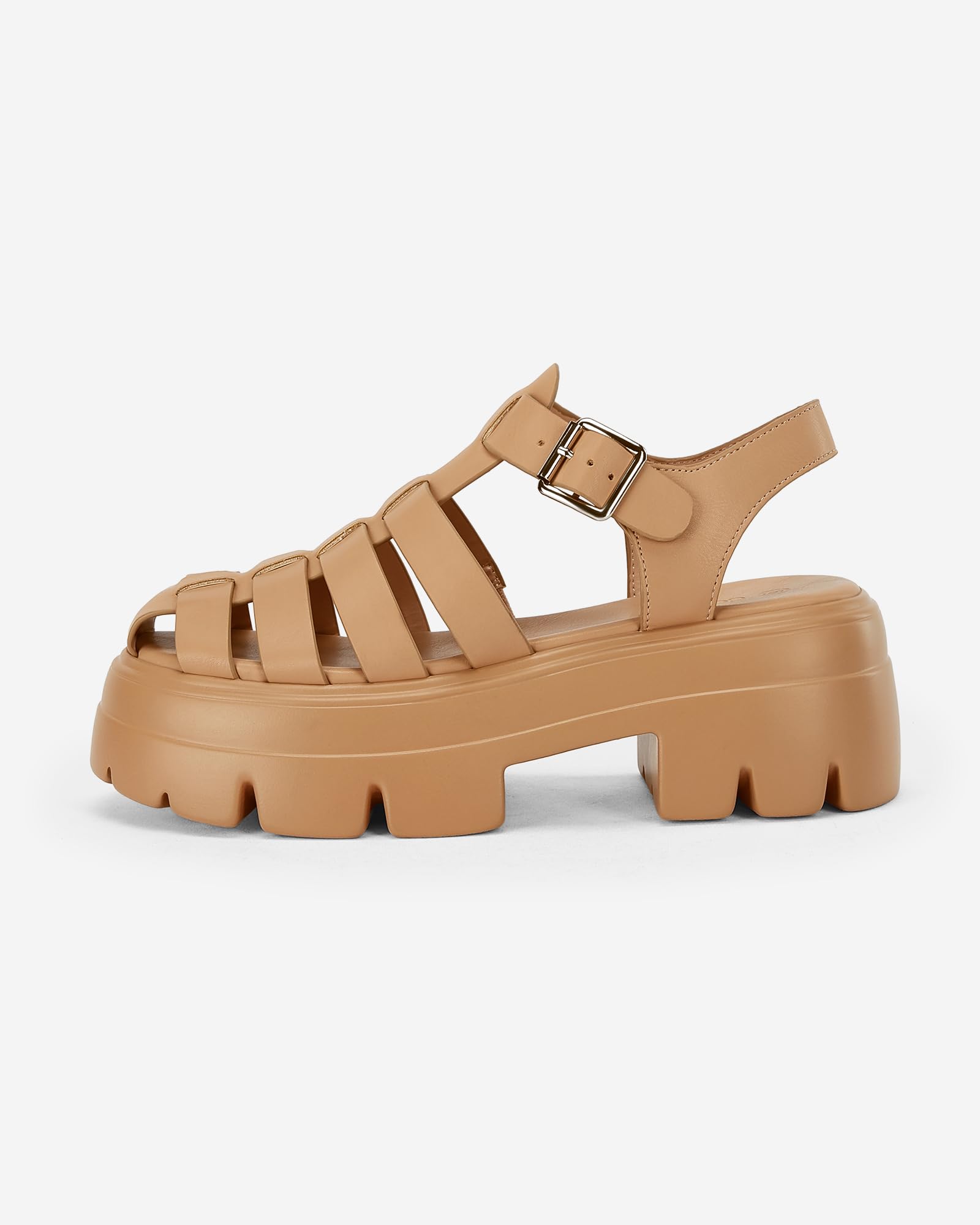 Coutgo Sandalias de tacón grueso con plataforma para mujer, estilo gladiador, correa de tobillo, suela de lengüeta, verano, pescador, Y2K