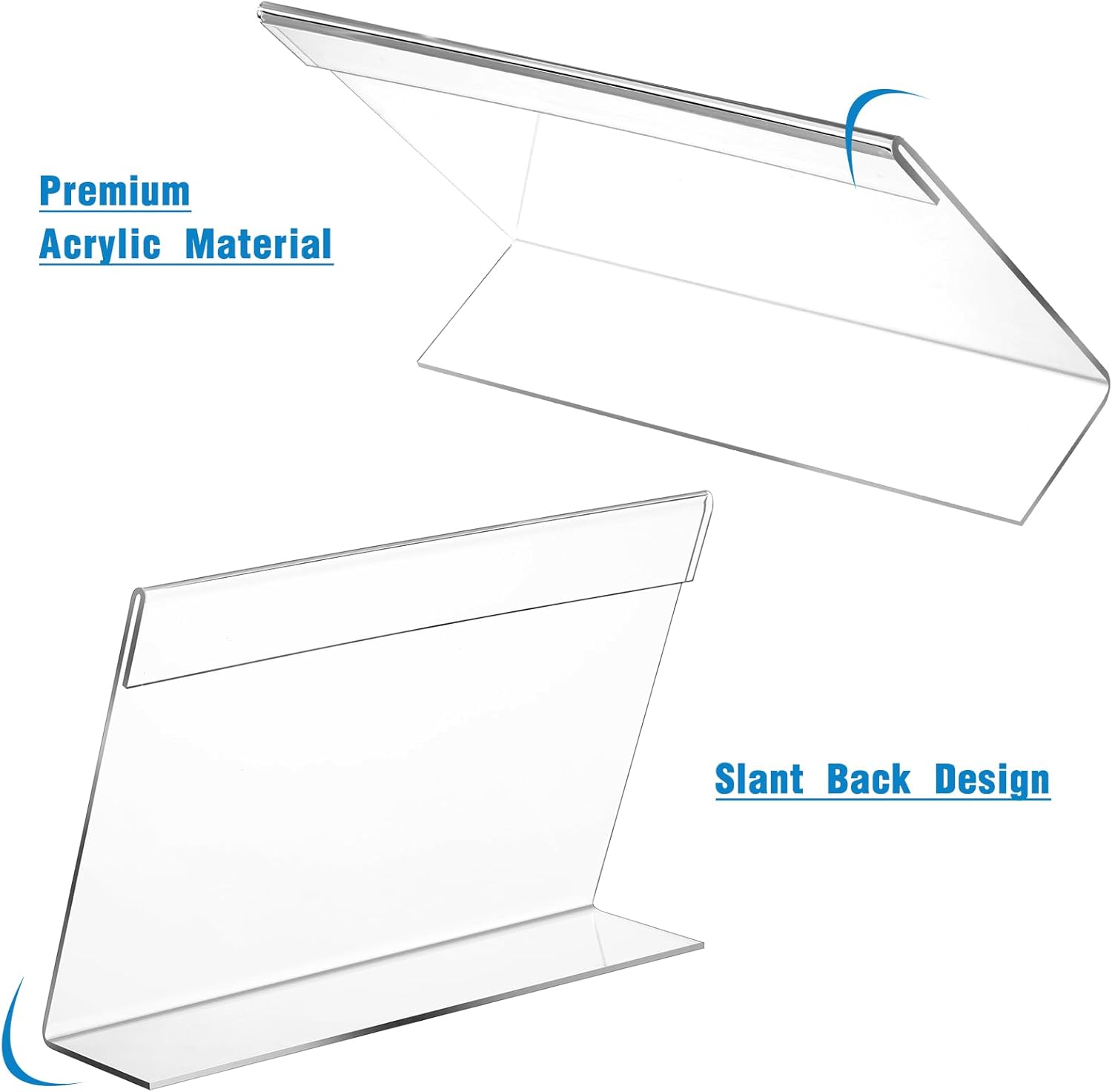Vicenpal 24 Pcs 7x5 Inch Clear Acrylic Sign Holder Plastic L-shape Vertical Menu Stand, Picture Photo Frames, Table Paper Holder, Flyer Sign Display Stand for Restaurants, Store, Office, Wedding