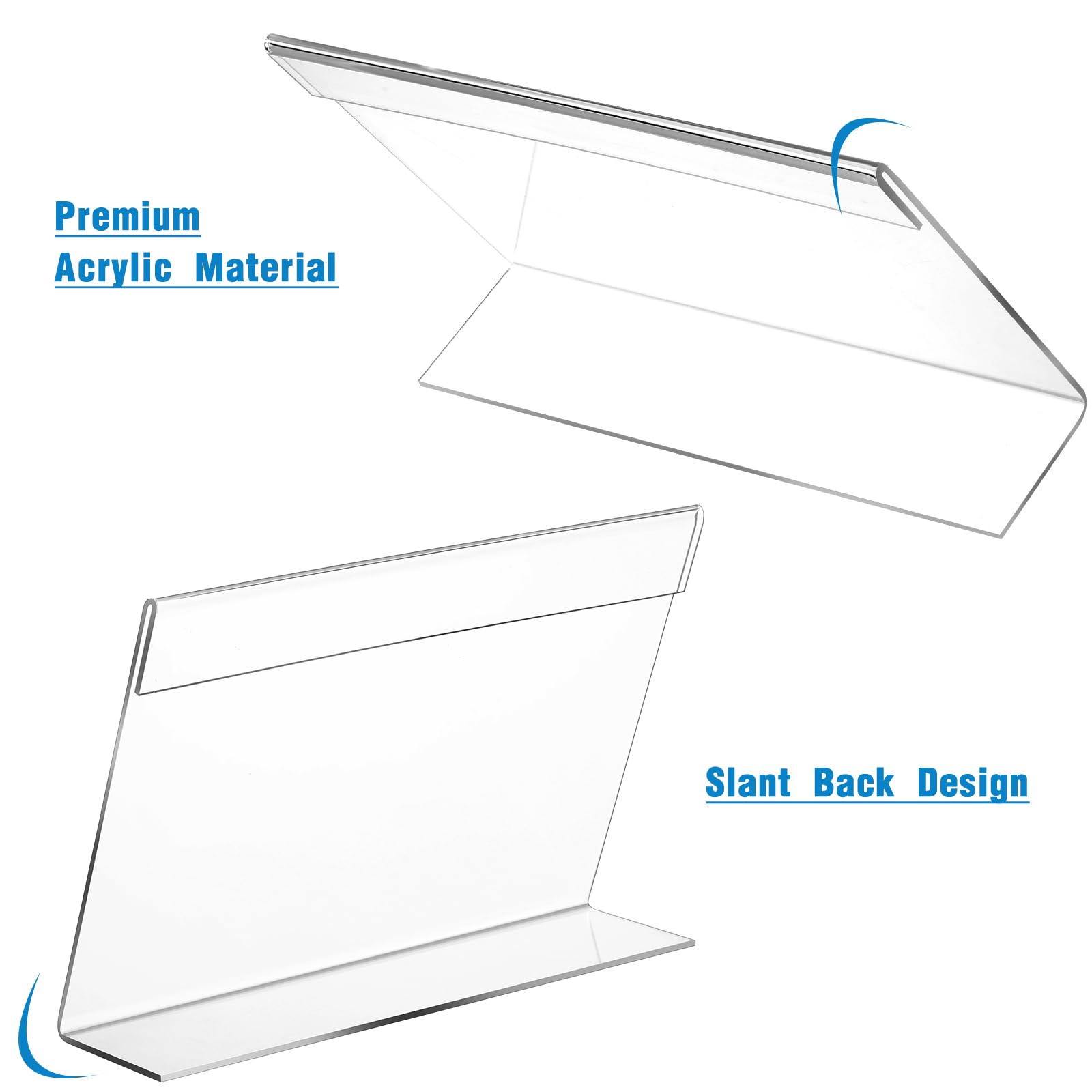 Vicenpal 200 supporti verticali in acrilico trasparente per menù, a forma di L, 17,8 x 12,7 cm, per ristoranti, negozi, uffici, matrimoni