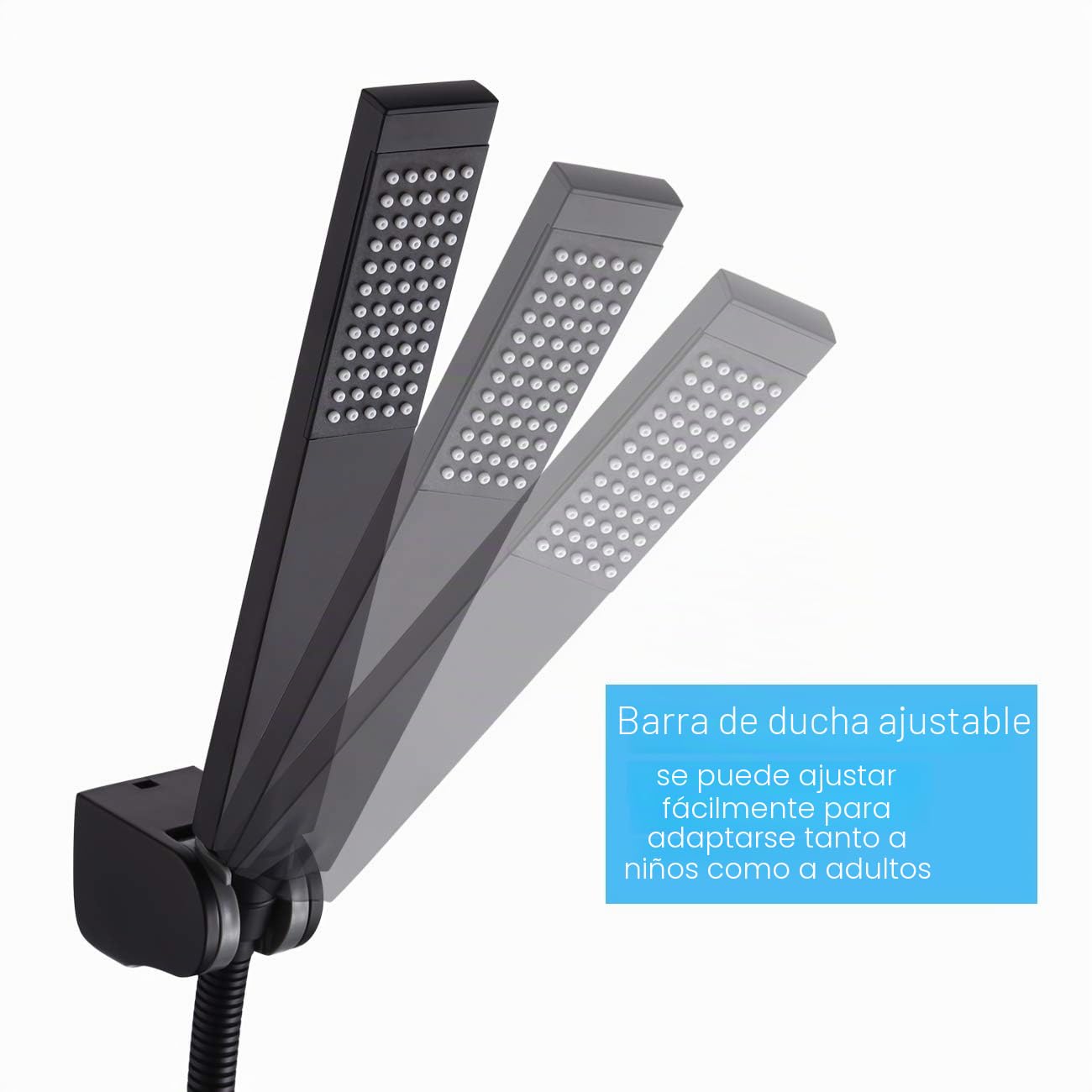 KES Alcachofa Ducha con Manguera y Soporte, Conjunto de Cabezal Ducha de Mano, Negro Mate, LP135-BK