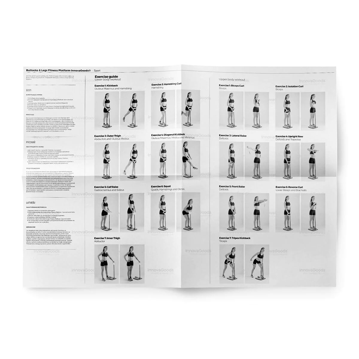 InnovaGoods Piattaforma Fitness Multifunzione - Glutei e Gambe, con Manuale Esercizi, Rafforza Tono Muscolare, Design Compatto, Nero/Giallo, Metallo PVC Gomma
