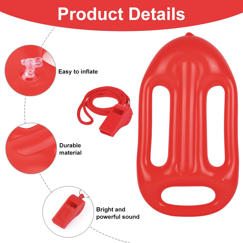 Alaoo Life Guard Costume Accessories Set, 2PCS Include Lifeguard Guard Whistle,Inflatable Float Prop - Image 3