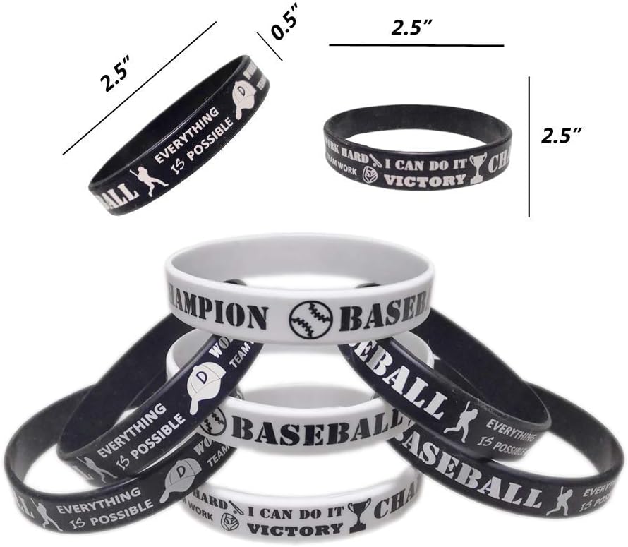 CupaPlay 24 PCS Baseball Motivational Silicone Wristband - Personalized Silicone Rubber-Sports Prizes - Party Favors and Supplies - Birthday Party Goodie Bag Stuffers - Carnival/Events - Image 3