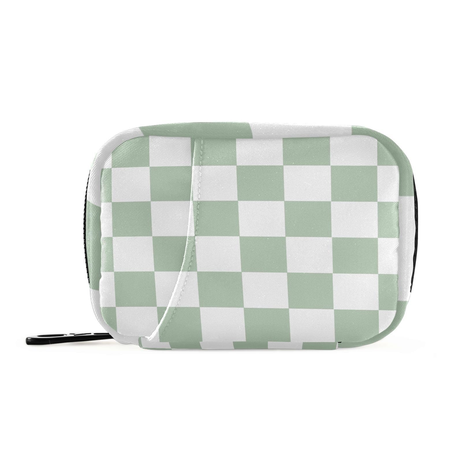 Eyanle Checkered Green and White Travel Pill Organizer Weekly Small (Cute) Pill Box 7 Day Pill Case Vitamin Holder Pill Bottle Organizer
