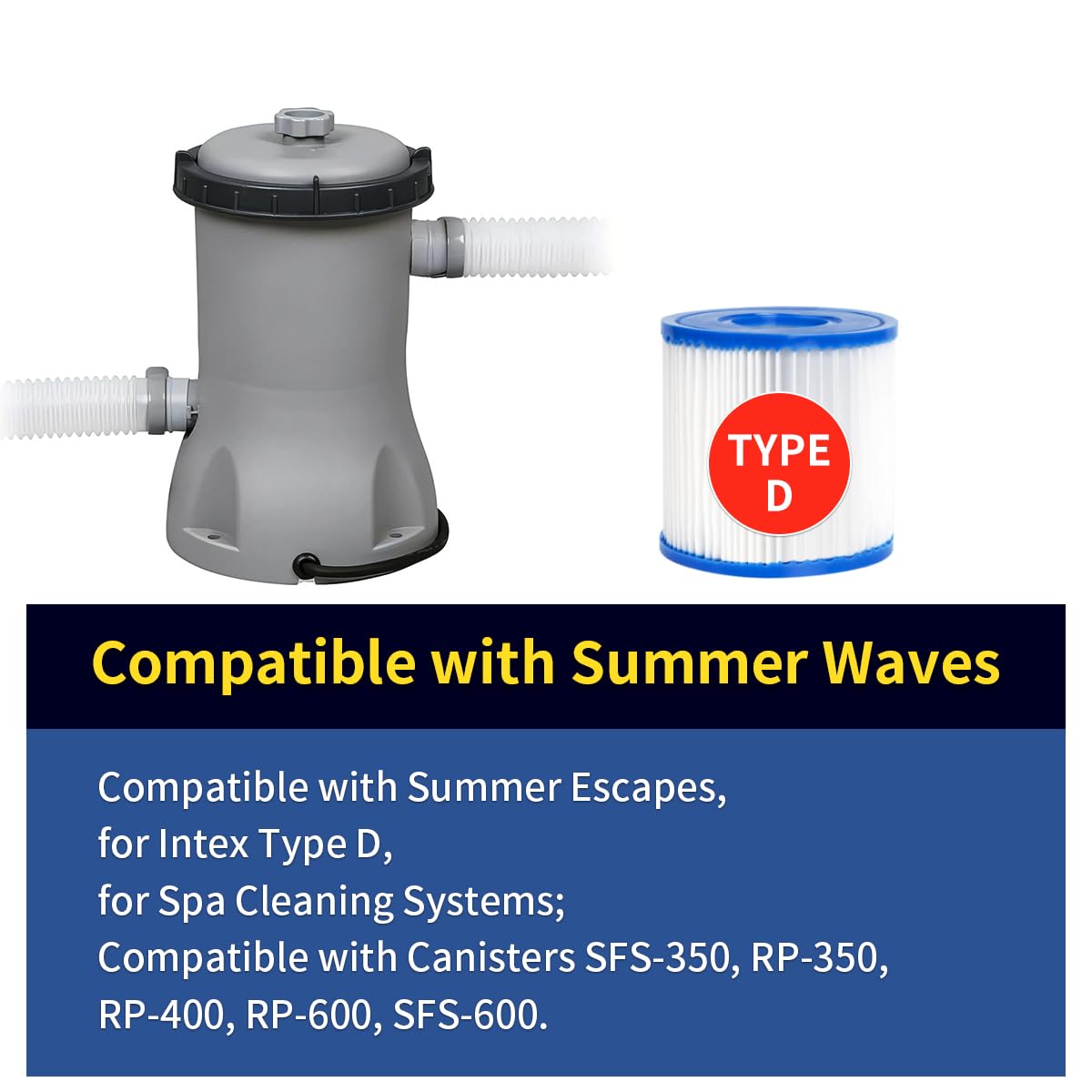 YanBan Filtr do wanny z hydromasażem do letniego filtra ucieczki, do typu D, wymienny wkład filtrujący do Summer Waves P57100102, SFS-350 RP-350 RP-400 RP-600 RX-600