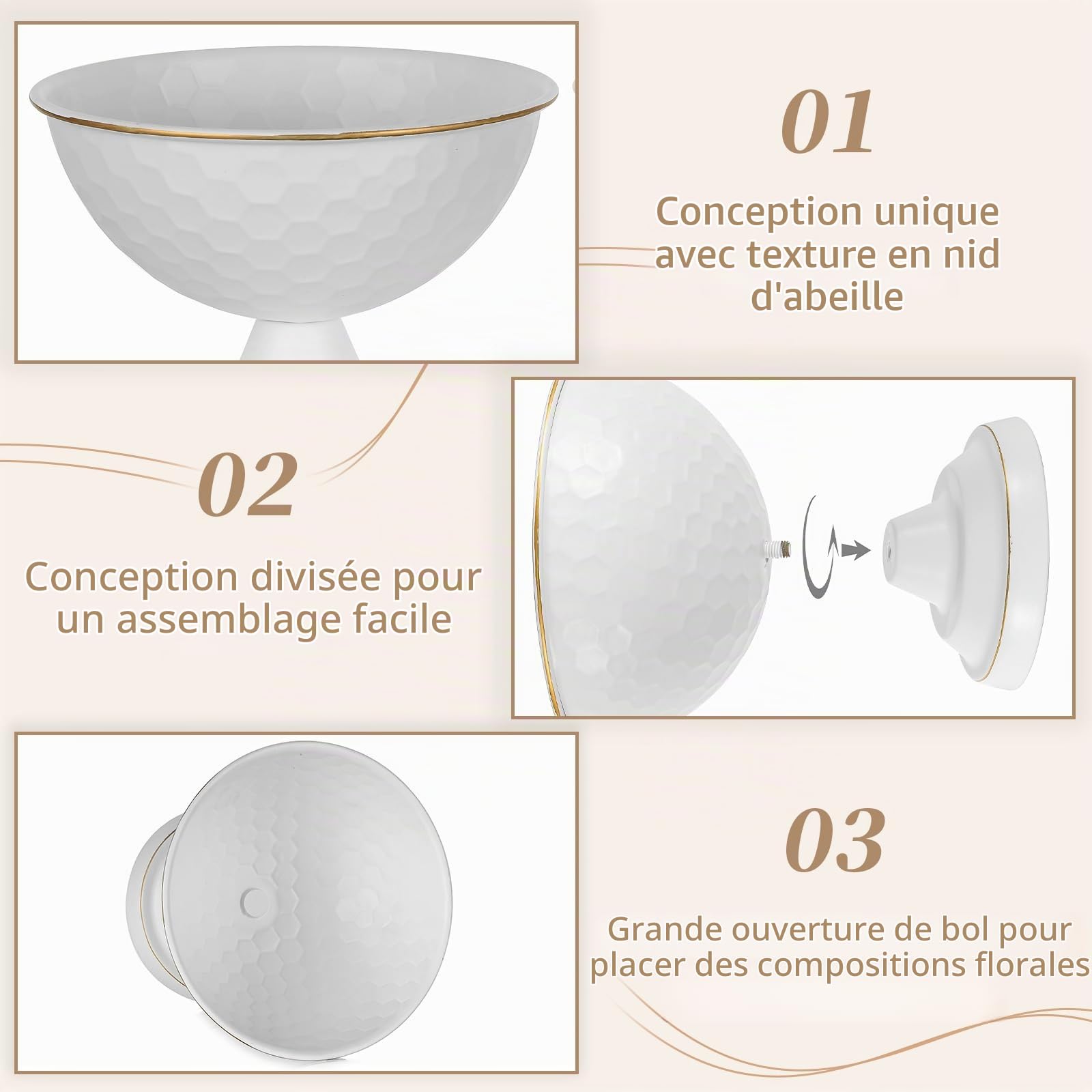 Sziqiqi Urne Vase Blanc Mariage 10pcs: Métal Centre de Table Mariage