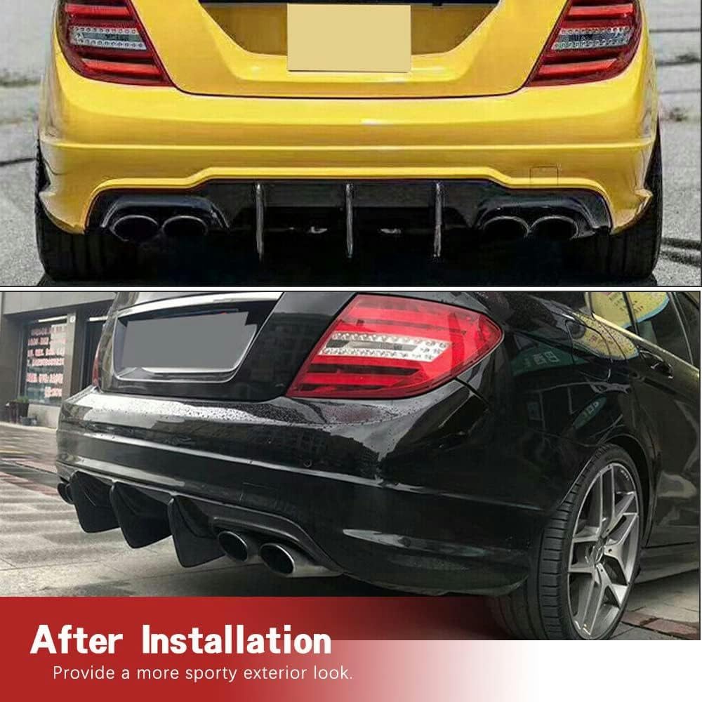 W204 Cf Diffusor + Heckspoiler, Passend Für Mercedes Benz W204 Sport C250 C300 C63 Amg Limousine 2012–2015, Kohlefaser-Unterlippenschutz, Kofferraumdeckel, Heckspoilerflügel