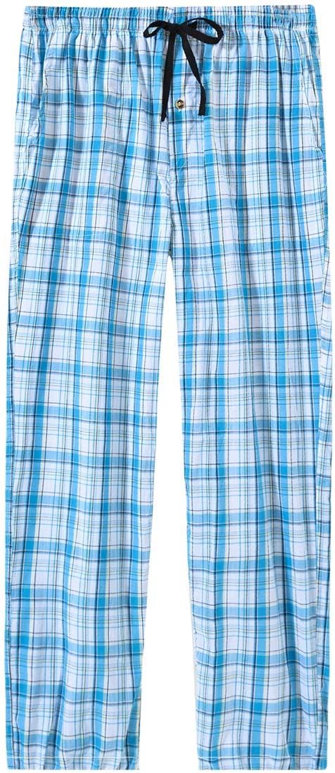 MoFiz Mens Pajama Bottoms Cotton 3 Pack Lounge Pants Set with Pockets Drawstring Plaid Pjs Bottoms Sleepwear with Button Fly