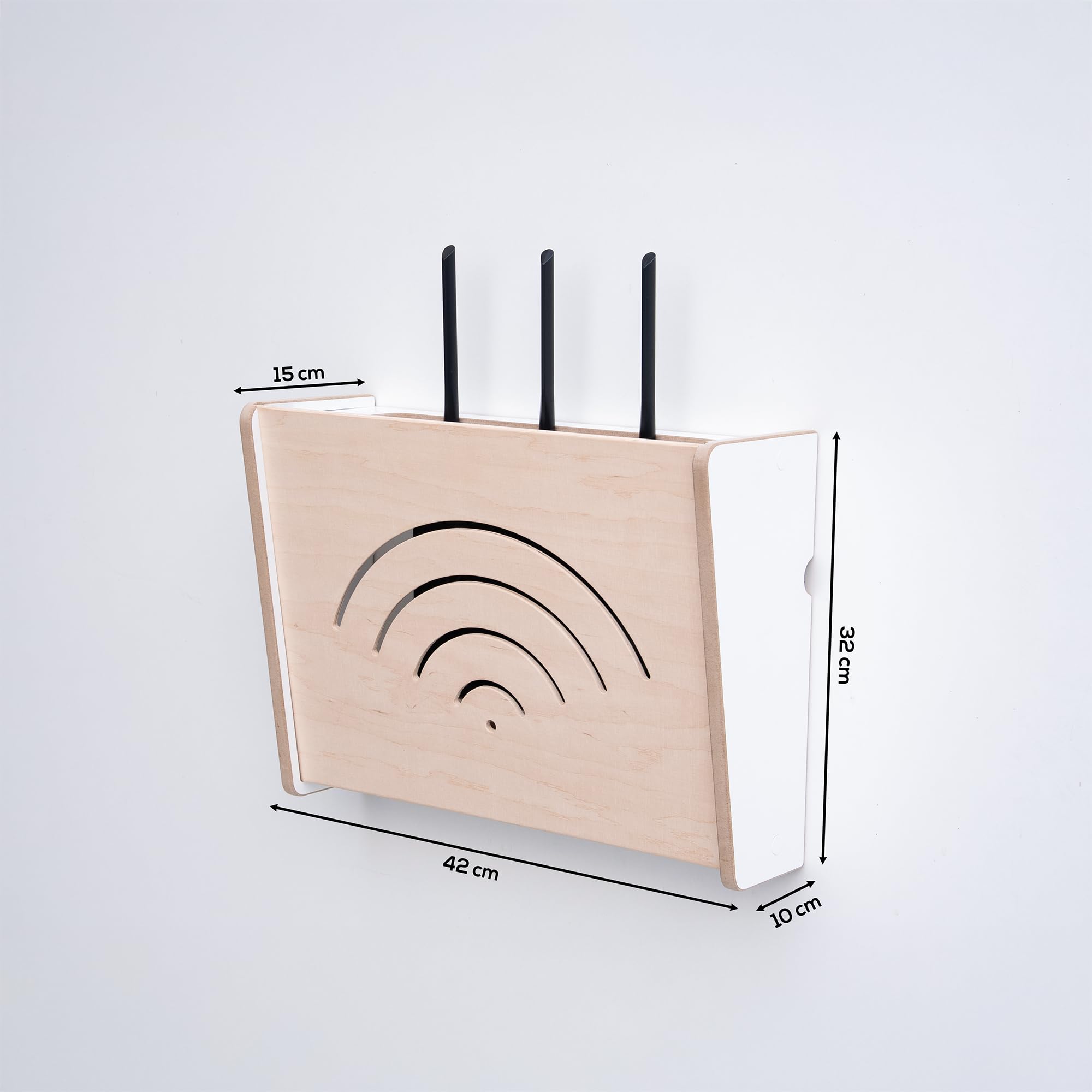 OHANA Router Cabinet - Router Storage Box - WiFi Shelf - Router Hide - Wall Box, Natural, 42x10x32 - Image 2