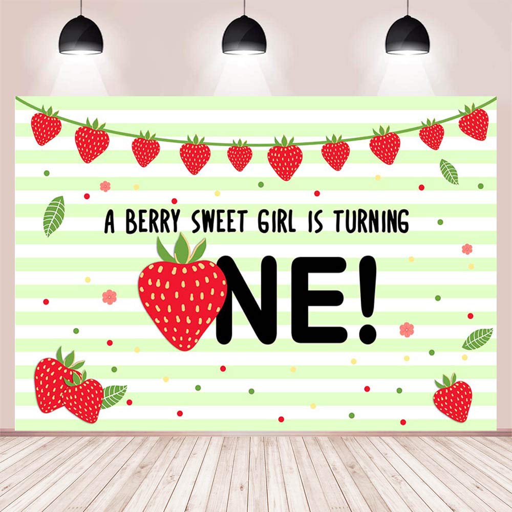 Buy MEHOFOND Strawberry 1st Birthday Backdrop for Girl Sweet Strawberry
