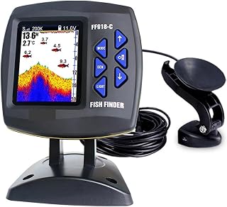 Echolot, FF918CS-T Farbbildschirm, kabelgebundener Fischfinder mit Doppelfrequenz, 328 Fuß/100 m Tiefe for Boote