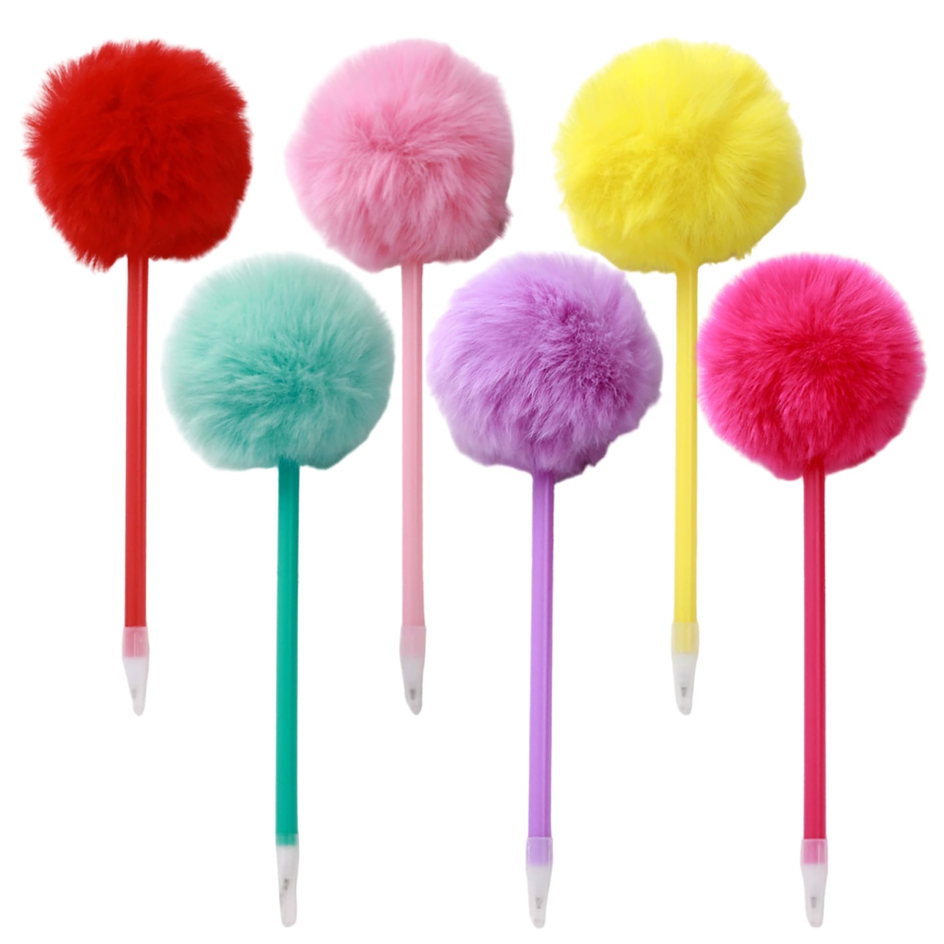 Bolígrafos Fuzzy con pompón de felpa pack de 6 piezas para uso escolar 7