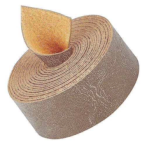GORGECRAFT 1" Wide Flat Grey Leather Strips 79" Long Faux Grain Buffalo Leather Strap 1.2mm Thick Matte Single Sided Leather Supplies Faux Cord for Craft Diy Projects Jewelry Bracelets Necklace Making