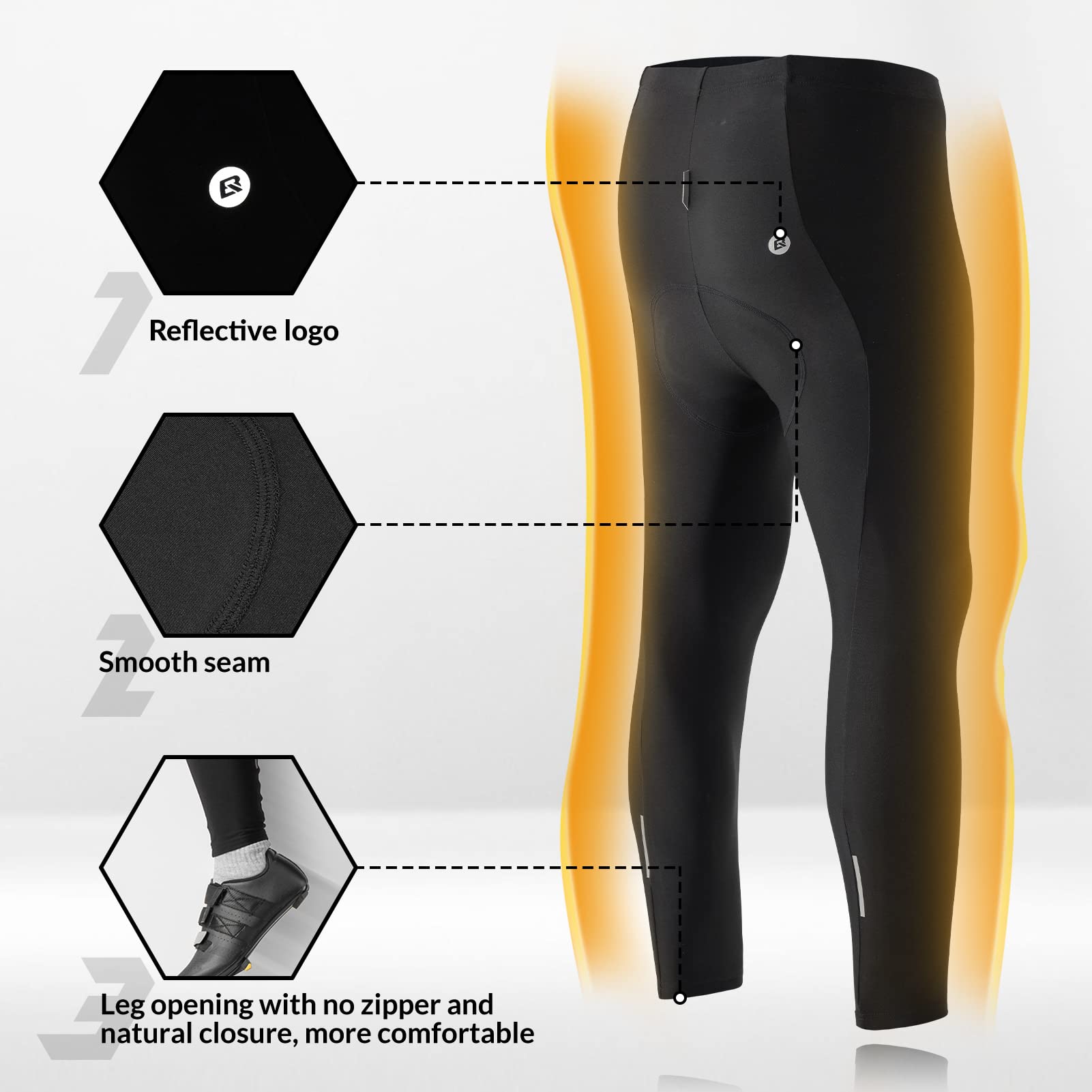 ROCKBROS Pantaloni Ciclismo Invernali, Pantaloni Lunghi Termici, Pantaloni Elastici con Imbottitura, per Sport all'Aperto Ciclismo, Corsa, Jogging, Uomo/Donna M-4XL