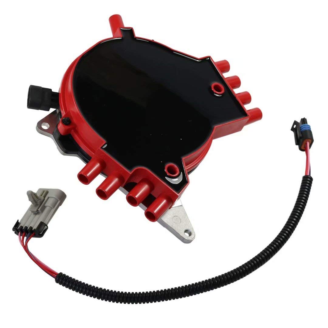 JDMSPEED New Red Ignition Distributor With Wire Harness 10457702 Replacement For Chevy Pontiac