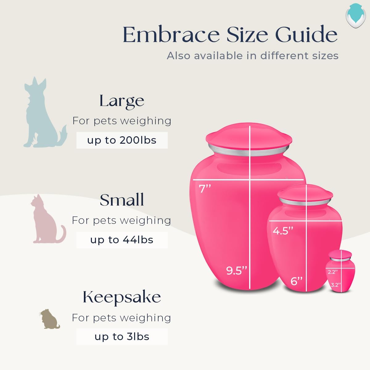 Geturns Embrace Personalized Walking Paws for Small Pets I Bright Pink Cremation Urns for Dogs and Cats I 44 lbs