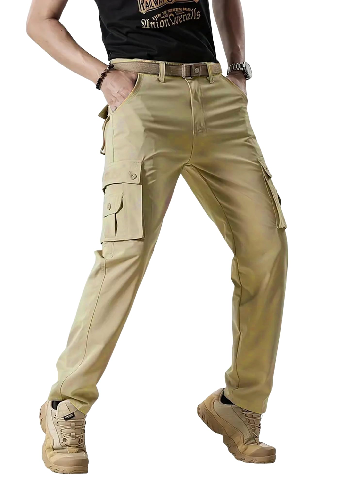 lymio Men's Regular Fit Low Rise || Cotton Cargo Pants || Cargos-picture-21