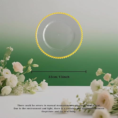 Miniatura 6 de Juego de 10 platos de acrílico transparente de 13 pulgadas, elegantes platos decorativos para bodas, fiestas de vacaciones, reuniones familiares y