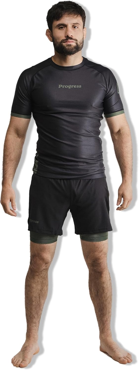Progress Jiu Jitsu Academy Short Sleeve Rashguard | Comfortable & Durable BJJ Rash Guard | Flexible Rash Guard for Grappling