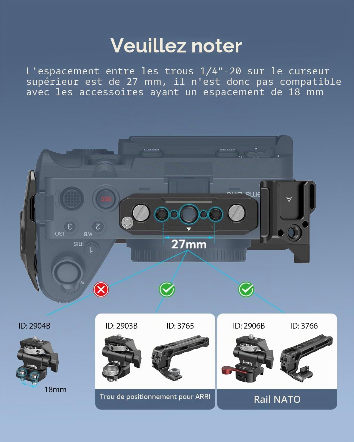 SMALLRIG Kit Cage pour Sony FX3/FX30 Comprenant Cage, Plaque de Montage Batterie V-Mount, Protection d'Ecran LCD, Poignée Supérieure, Serre-Câble HDMI et Rail NATO - 5823