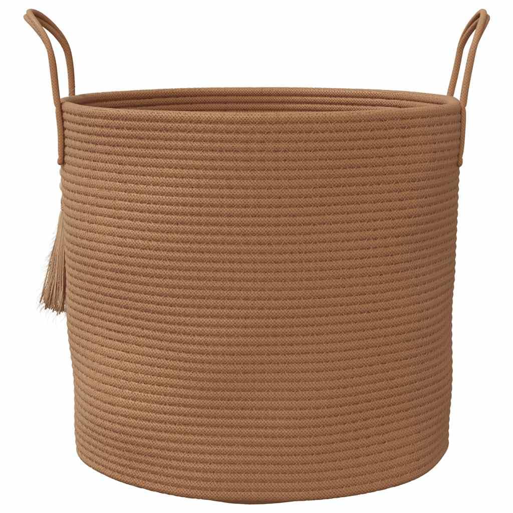 Brauner Aufbewahrungskorb aus Baumwolle Ø40x35 cm mit Griffen faltbar und geflochten, vielseitiger Organizer für Spielzeug, Wäsche, Handtücher und Deko im Wohnzimmer Schlafzimmer Bad