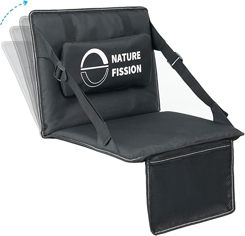 Asiento de estadio con respaldo y soporte lumbar y cojín acolchado plegable y portátil, perfecto para silla de grada en eventos deportivos y uso en