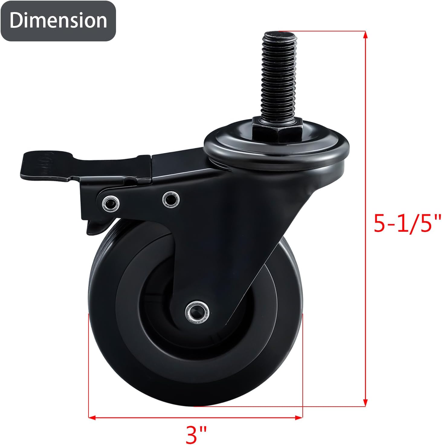 74064 Grill Wheels Replacement Parts for Pit Boss Locking Caster Wheels Grill Parts Austin XL PB1100PS1 PB1000XLW PB1150PS2 PB850PS2 Louisiana Rec Tec Recteq RT-700 RT-590 3" Wheel Grill Accessories