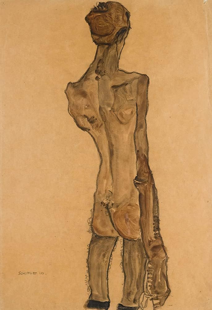 ArtDirect Standing Male Back Act (Standing Male Nude, Back View) (1910) 24x35 UnFramed Museum Art Print Poster Ready for Framing by Egon Schiele (Austrian, 1890-1918)