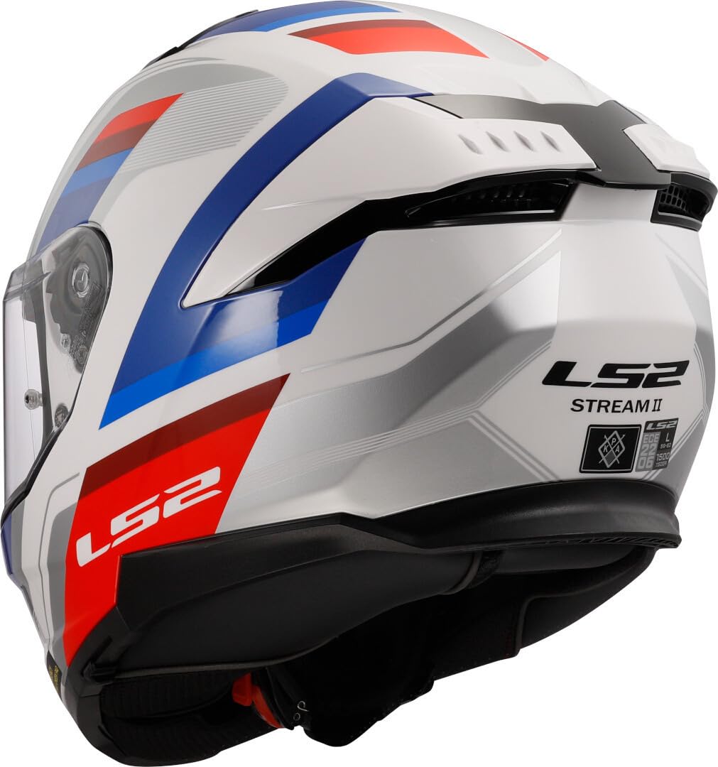 LS2 FF808 Vintage White Blue Red Dual Visor Ece22.06 Approved Full Face Motorcycle Helmet