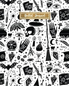 Bullet Journal : Black Gold Witch Elements, 160 Dot Grid Pages, 8 X 10 Blank Bullet Journal Notebook with 1/4 Inch Dotted Paper, Perfect Bound Softcover