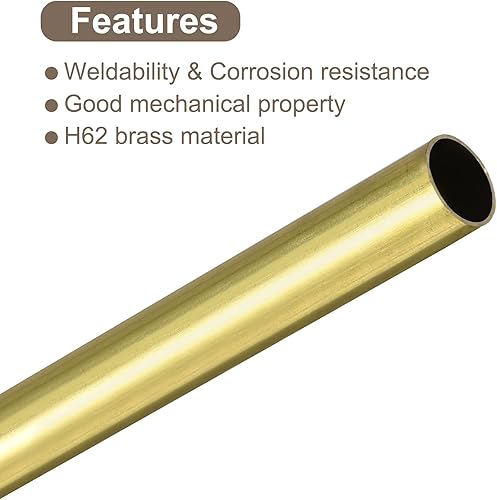 Miniatura 4 de uxcell 3 tubos de latón, 0.315 in de diámetro exterior x 0.020 in de grosor de pared x 15.748 in de longitud, tubos de metal redondos sin costuras