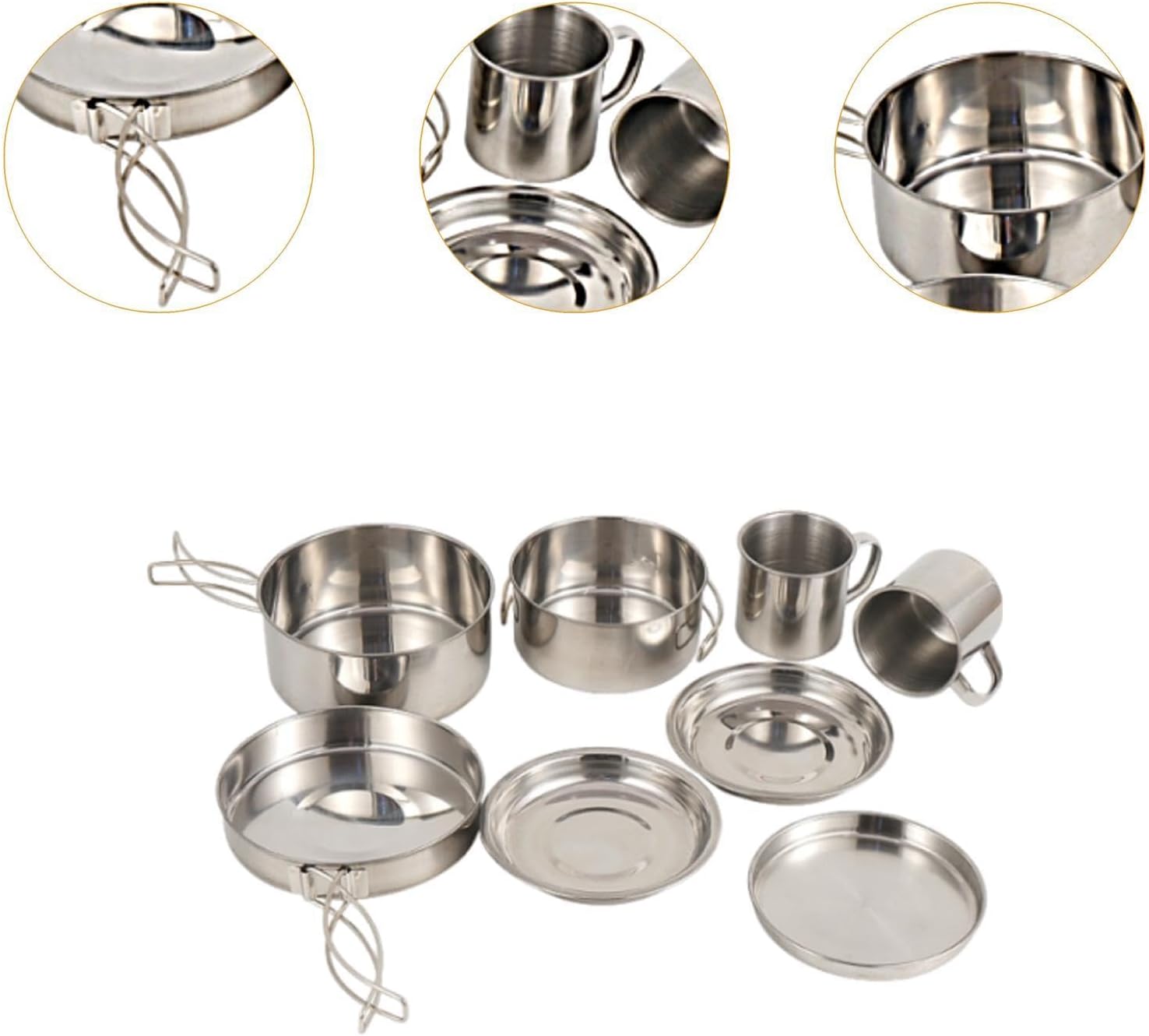 8 Pieces Camping Cookware Mess Kit for Outdoor Sports