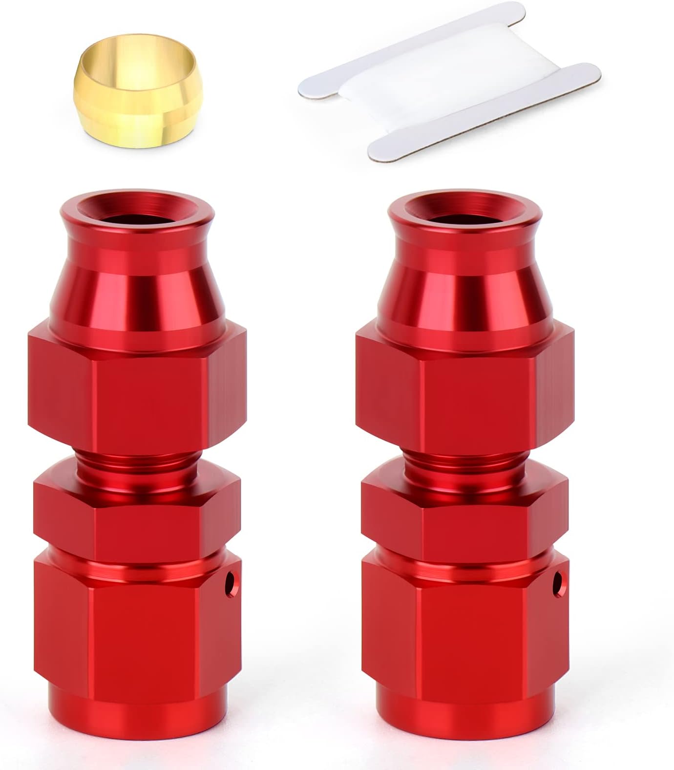 GASHER 2PCS 6AN Female Flare to 3/8" Fuel Hardline Tube Fitting Straight Adapter Aluminum Alloy Red Anodized