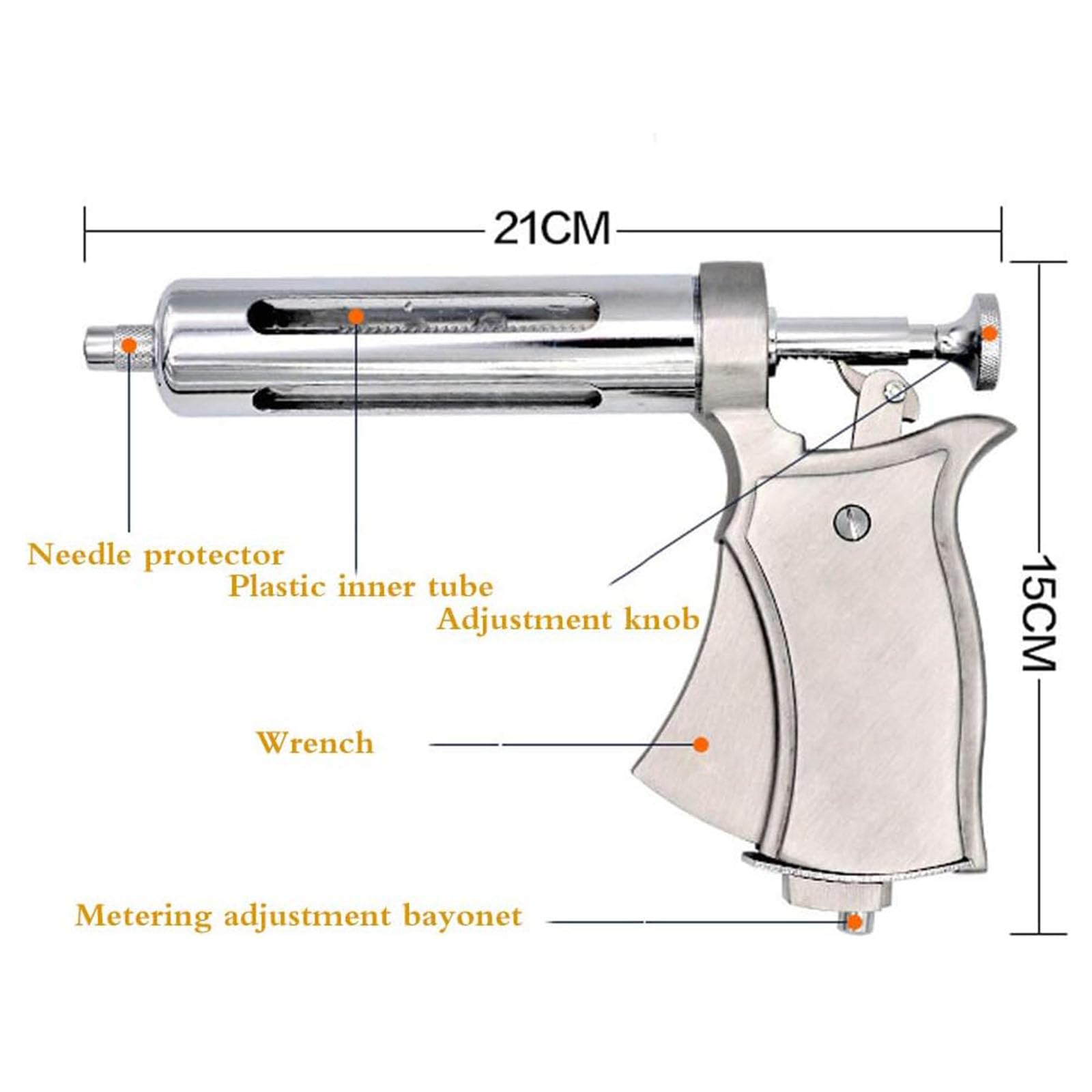 Siringa Continua 50 ml Siringa Semi-Automatica siringa siringa in Acciaio Inossidabile Pistola per Cavalli, Pecore, bovini e maiali