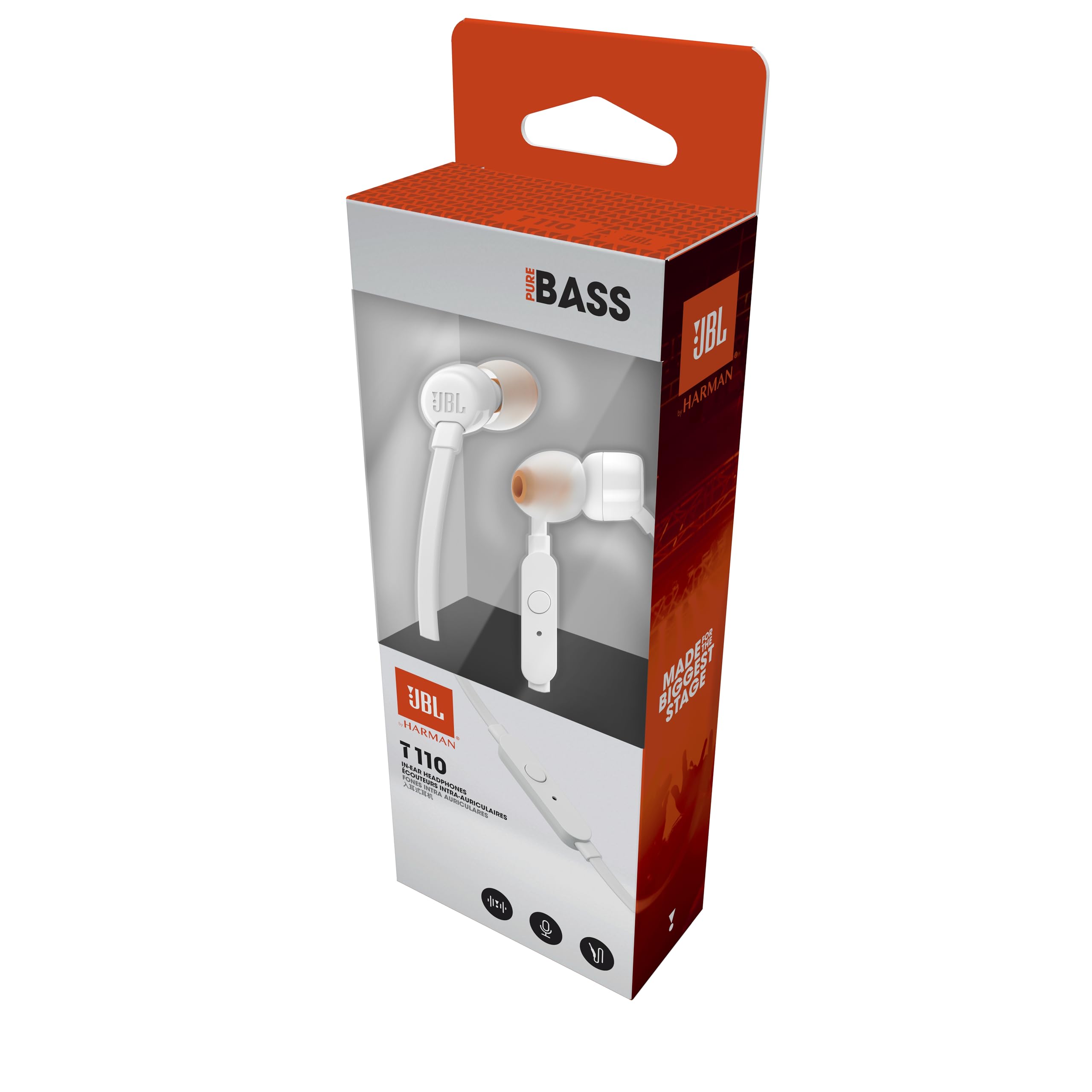 JBL JBLT110WHT Purebass casque – Blanc