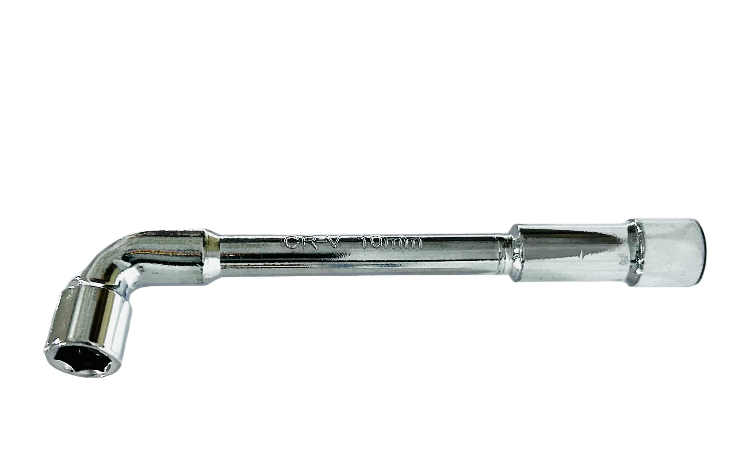 GOLDTOOLS Open pipe wrench, 10 mm, 6 sides x 6 sides, 90° angled head, chrome vanadium steel (10 mm), 10MM