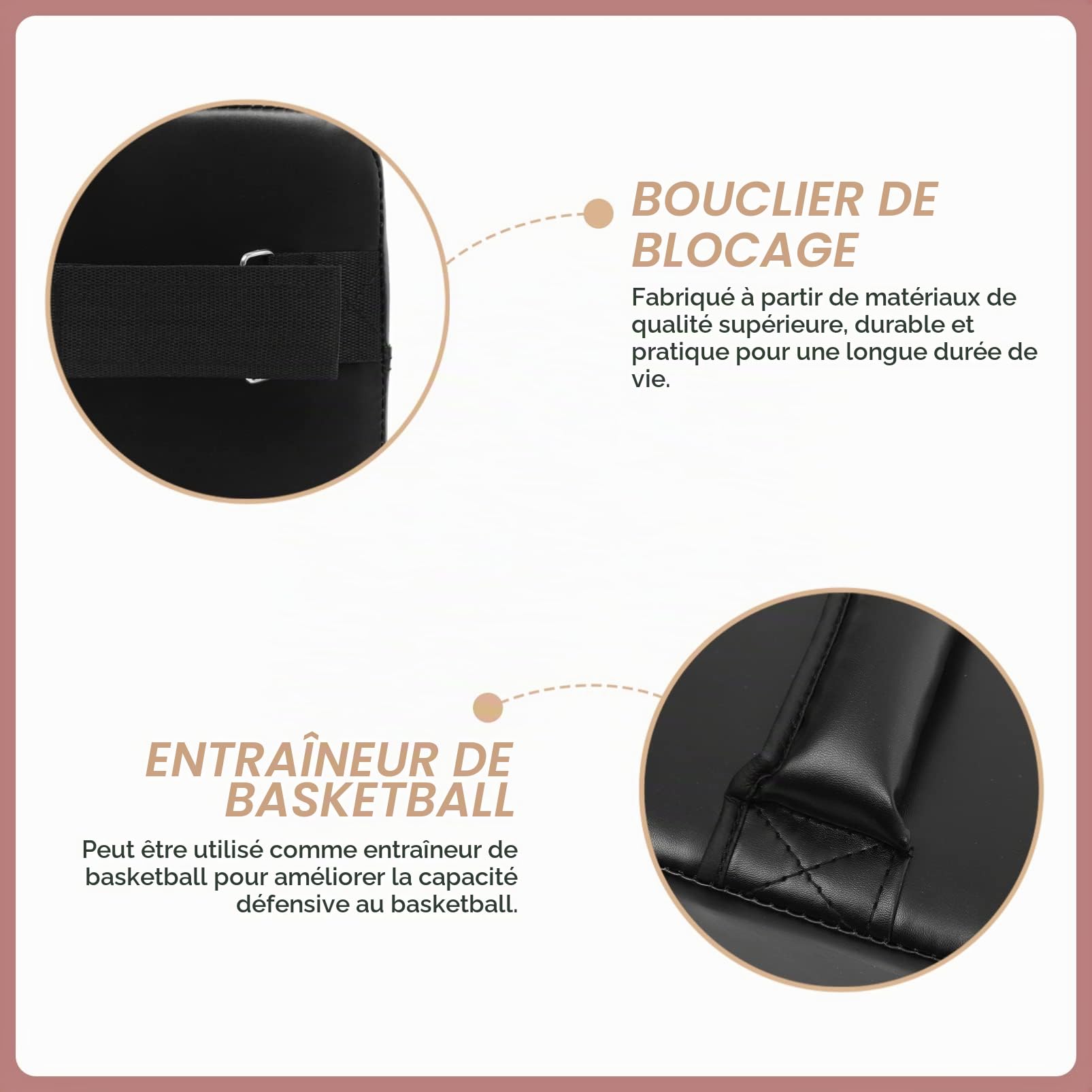 VICASKY Tapis de blocage d'entraînement de basket-ball, coussinets de blocage pour entraînement sportif et entraînement en cuir PU et coton perlé