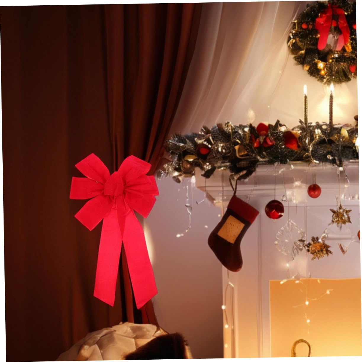 10 Piezas Lazos de Terciopelo Rojos Decorativos para Guirnaldas y Árbol Accesorios Elegantes para Interiores y Exteriores Bodas y Fiestas