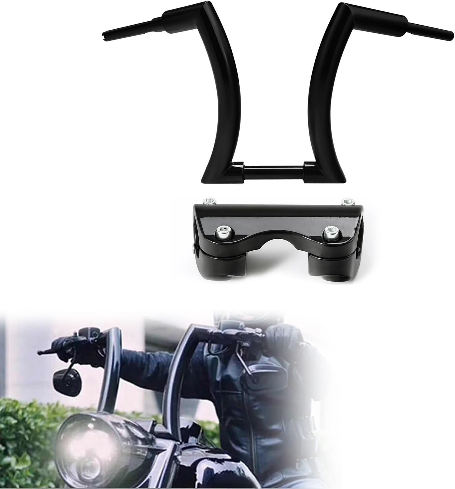 Motorcycle Ape Hanger Bar 2" Handlebar & Riser Top Clamp For Harley Touring Sportster Dyna Softail FXST