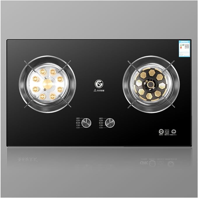 Estufa de Gas Portátil con 2 Quemadores, 8.0KW/5.2KW, Vidrio Templado Negro miniatura 4
