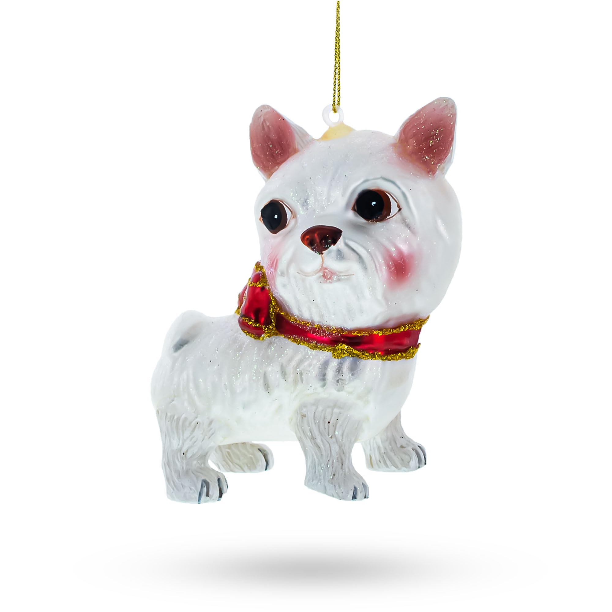 Yorkshire Terrier en verre soufflé bouche d'artisan pour sapin de Noël