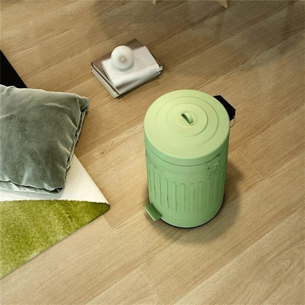 Cubo de basura para cocinas Papelera con Pedal Redonda y Tapa, Papelera de Cocina en Acero Inoxidable, Papelera for Hogar Cocina Oficina Ministerio del Interior - Contenedores de Residuos(Orange)