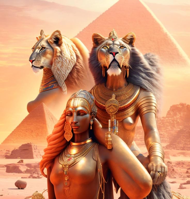 Toile Égypte Sekhmet SERENDIPITP pour sublimer un grand mur vide avec art mural 58x90cm