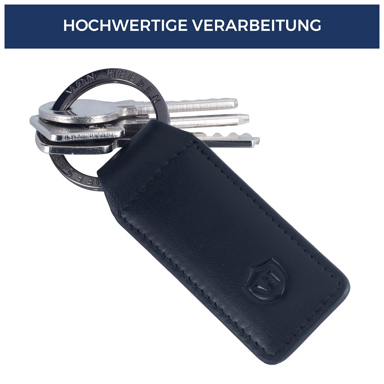 VON HEESEN® Llavero de piel con caja de regalo, organizador de llaves, cordón, llavero, llavero, regalo para hombre y mujer (camuflaje)
