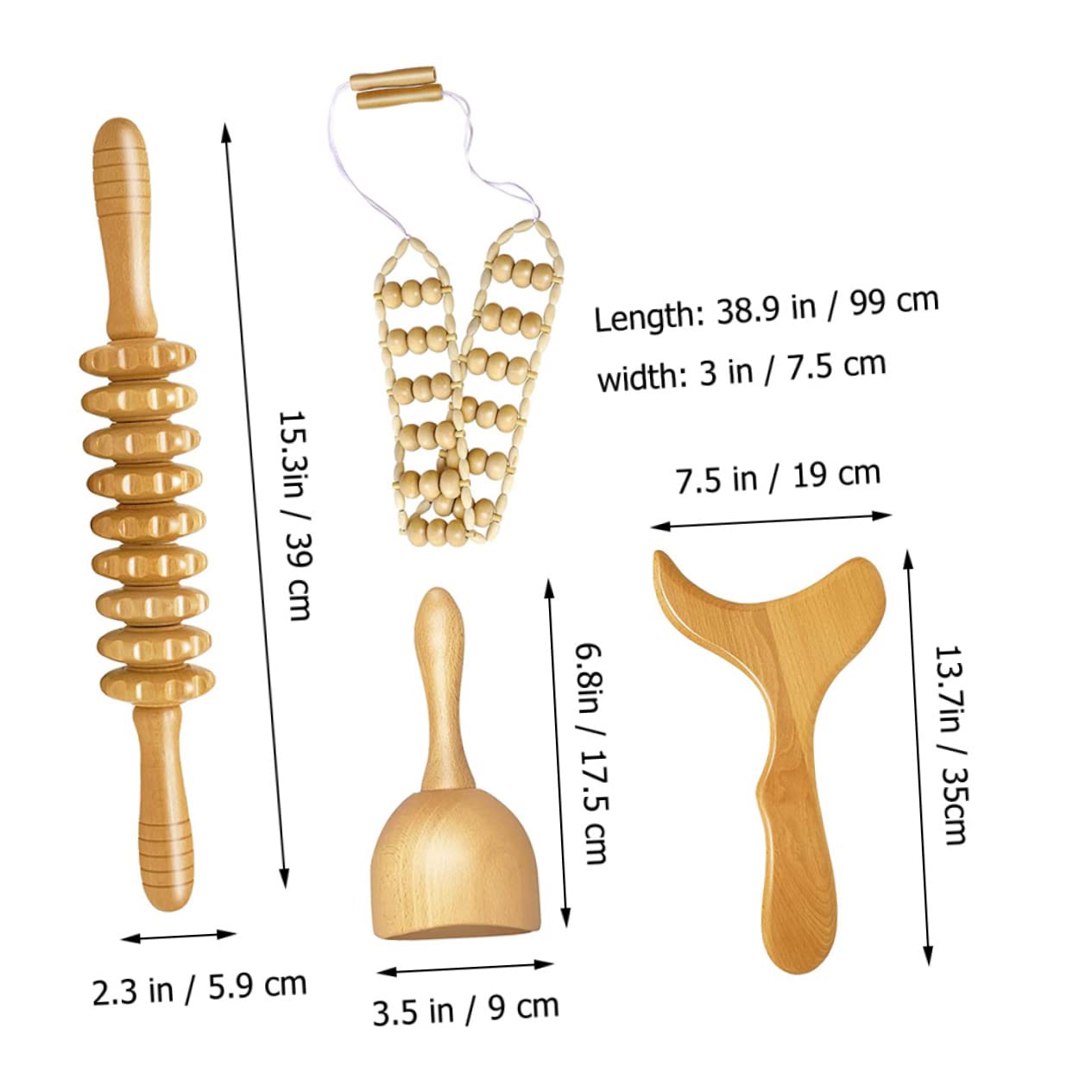FOMIYES 4 Piezas Raspado para Masajes Herramientas de Masaje de Madera de Rodillo para Uso Casa o Spa
