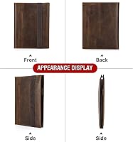 Vista 8 de Top Grain Leather - Padfolio de 8.3 pulgadas para hombres y mujeres, diseño vintage hecho a mano, organizador multifuncional de cartera de negocios