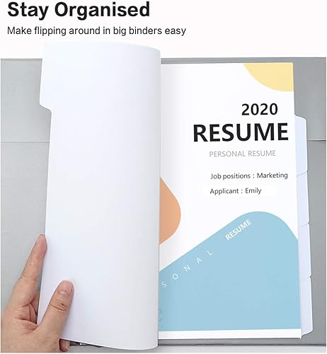 Miniatura 6 de HERKKA - Separadores de carpetas de 5 pestañas, separadores de carpetas de 3 anillos con borde reforzado, divisores de índice de sección perforada