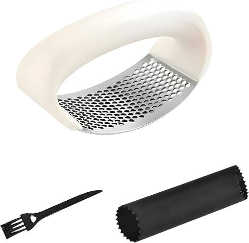 Balancín de prensa de ajo, picadora de ajo de acero inoxidable, trituradora de ajos, nueva e innovadora picadora de ajo con pelador y raspador para